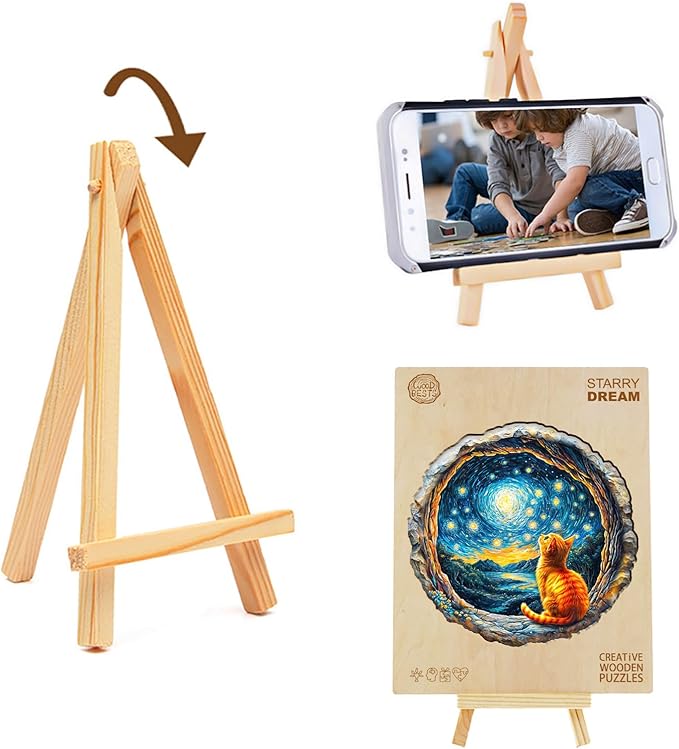 Jigfoxy Wooden Puzzles for Adults, Starry Night Wood Puzzles Adult, Unique Animal Shape Wooden Jigsaw Puzzles for Adults, Birthday Gifts for Puzzle Lovers, Family, Friend (M-11.4 * 11.2in-190pcs)