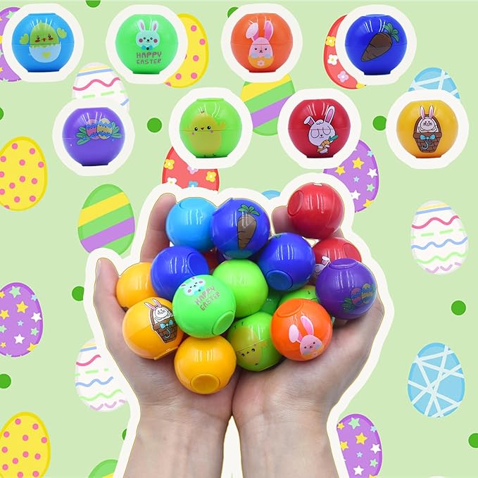 24 Pcs Mini Fidget Spinner Ball Toys for Kids Adults Easter Basket Stuffer, Easter Theme Spinning Tops for Easter Egg Fillers, Party Favors Gifts for Kids Boys Girls