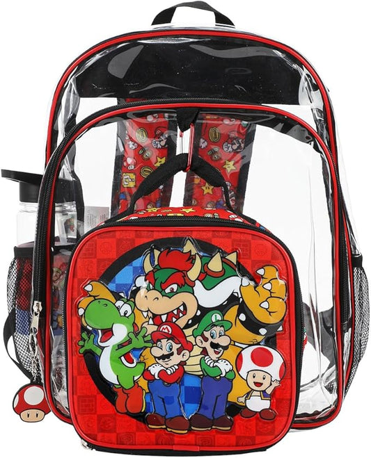 Bioworld Super Mario Brothers 5-Piece Backpack & Lunchbox Set With Water Bottle