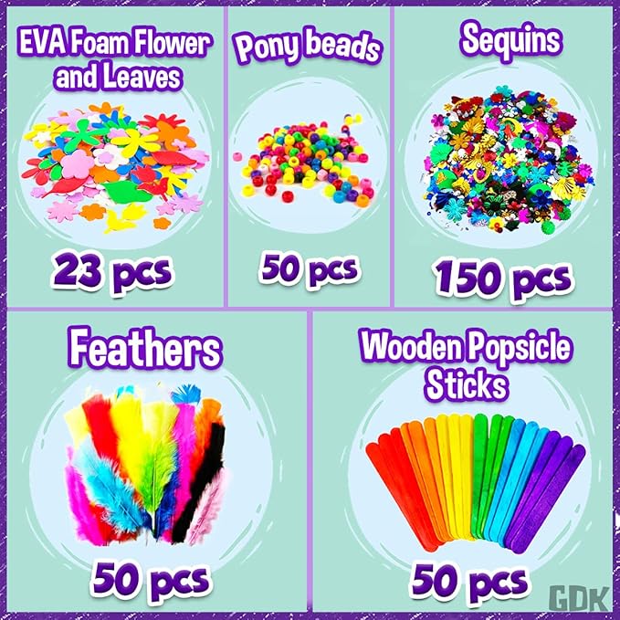 GoodyKing Arts and Crafts Supplies for Kids - 1170Pcs+ Craft Art Supply Kit for Toddlers Kids Craft Supplies & Materials Age 4 5 6 7 8 9 - All in One D.I.Y. Crafting School Supplies