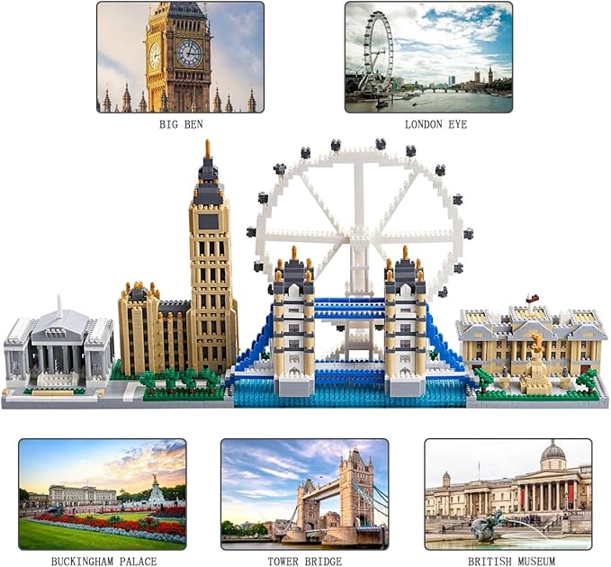 Architecture Series Mini Bricks for Adults and Teens, London Skyline Collection 3430 PCS,Micro Mini Blocks Set Model Kit,Landmark Model
