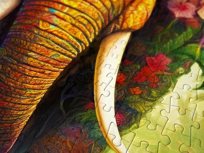 Flower Elephant in Tropical Forest – 1000 Pieces Jigsaw Puzzle for Adults – Matte Finish, Soft Touch, Easy to Assemble, Tight Fit, Vivid Colors, Missing Pieces Service