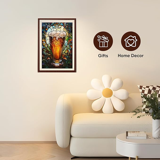 delobil Wooden Puzzles for Adults, 5MM Thick Beer Jigsaw Puzzle 500 Piece, Unique Shaped Wood Puzzle Birthday Gifts for Friends and Family Game 16.7 * 11.1Inch