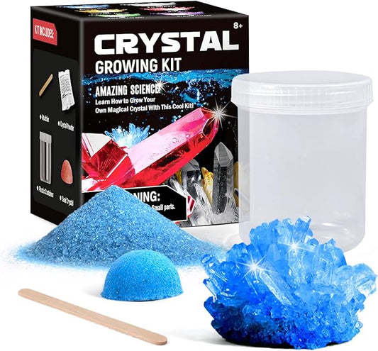 Crystal Growing Kit for Kids, Blue DIY Crystal Science Experiment Set, Grow Your Own Crystals, STEM Educational Chemistry Kit for Boys & Girls Ages 6-12, Fun Science Lab Gift for Kids