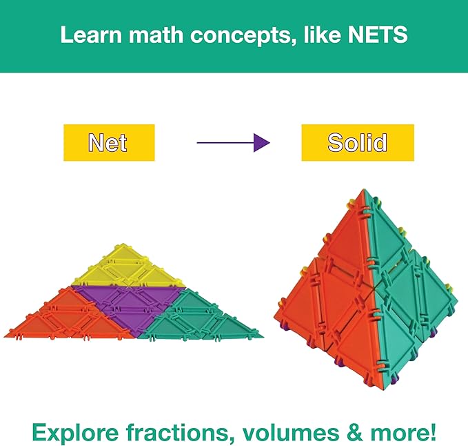 3D Building Set for Learning Math, Includes Many Online Activities, 32-pc, Made in USA (Pentagon/Triangle)