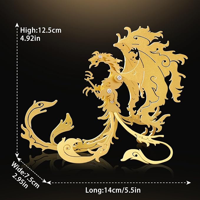 3D Metal Puzzles,3D Metal Puzzle for Adults,Mechanical Model Kit Gold Vermilion Bird,Steel 3D Puzzles Stainless Steel Ornaments for Adults Home Decor Art Craft Gifts Toys.