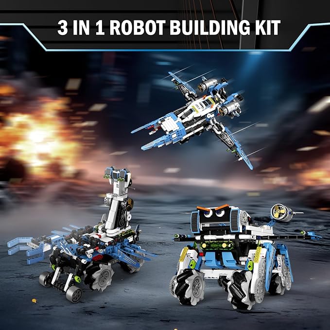 3-in-1 STEM Robot Building Kit, 856 PCS App & Remote Control Robotics Toys for Kids Age 8-12, Educational Birthday Gifts for 10-16 Years Old Boys Girls