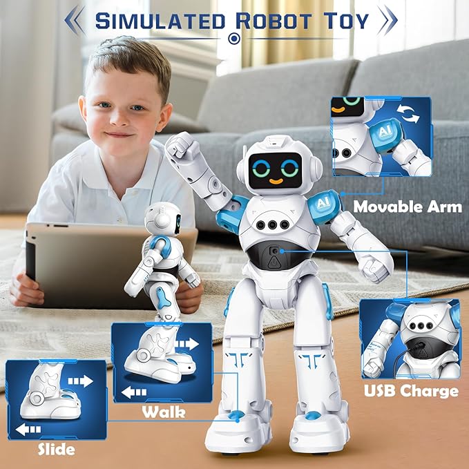 Robot Toys for Kids - Smart Talking Voice Remote Control Robot, Gesture Sensing Programmable Emo Robots Toy for Age 3 4 5 6 7 8 Year Old Boys Girls Birthday Gift Present