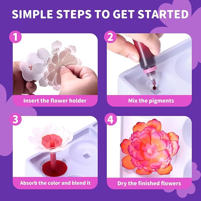 Creative Color-Changing Paper Flower Kit for Kids – DIY Flower Marking Kit Toys, Art & Science Craft Gift for Ages 6 7 8 9 10 11 12