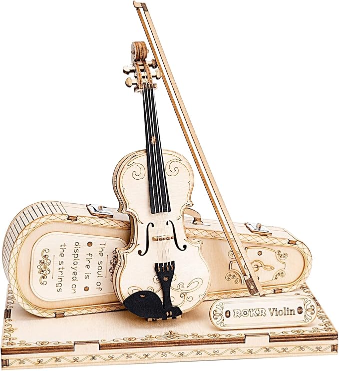 ROKR 3D Puzzles Wooden Craft Kits Musical Instrument Model Kit Collectibles Home Desk Decor Gift for Men Women Hobby for Adults (Violin Capriccio)