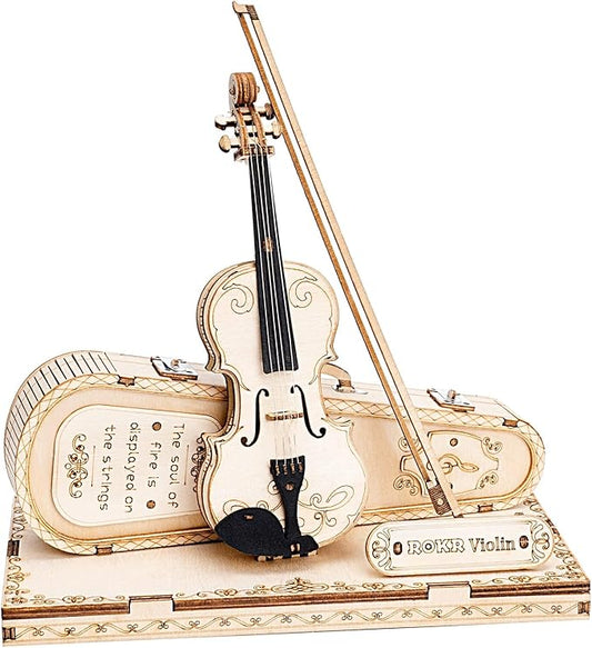 ROKR 3D Puzzles Wooden Craft Kits Musical Instrument Model Kit Collectibles Home Desk Decor Gift for Men Women Hobby for Adults (Violin Capriccio)