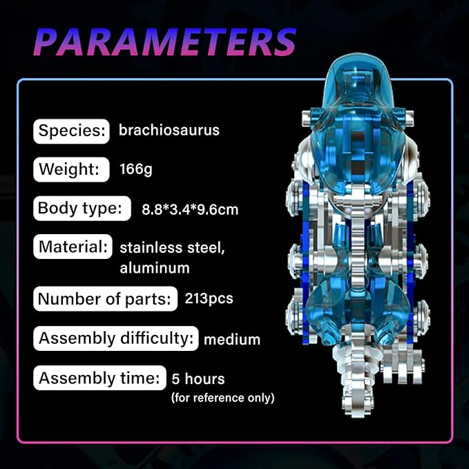 FILASLFT 3D Metal Puzzles for Adults,3D Metal Model Kits Mechanical Dinosaur Model Brachiosaurus,Steel 3D Puzzles Stainless Steel Ornaments for Adults Home Decor Art Craft Gifts Toys.