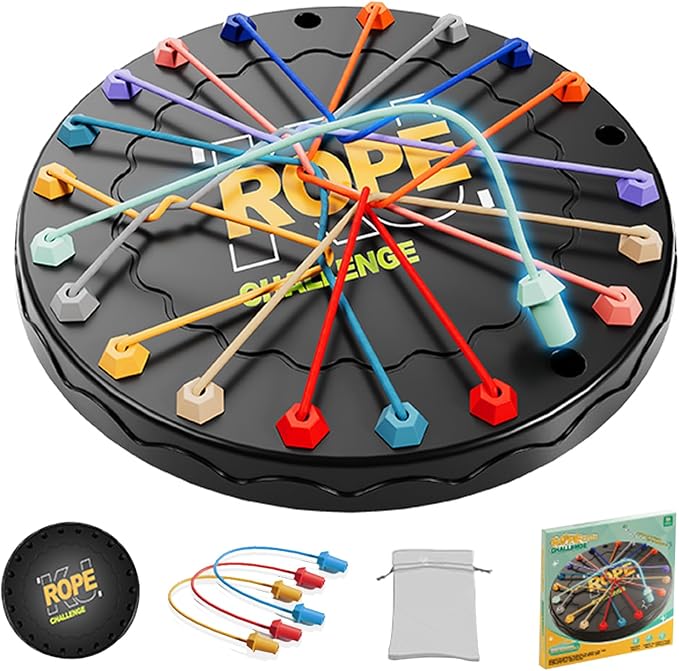 Rope Untangling Puzzle Game, Educational Strategy Board Game for Kids & Adults, Family Travel Party Games with Multi-Level Challenges, Gifts for All Ages(Large)