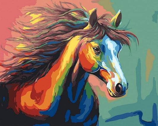 Komking Horse Paint by Numbers Kit for Adults with Frame, Paint by Number Kit for Kids Adults Framed, Painting by Numbers Painting Kits on Canvas for Adult Craft Kits, Color Horse 12x16inch