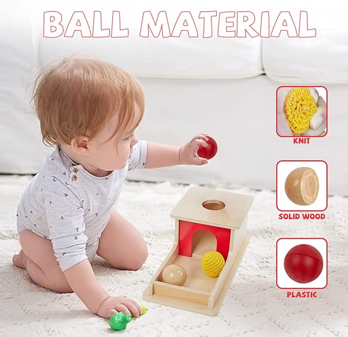 Adena Montessori Wooden Toy for 6-12 Month Baby 3 Balls,Sorting and Stacking Colorful Learning Education Toy for Toddler Kid 1-2 Year Old, Preschool Girl and Boy Gift(Full Size Textures)