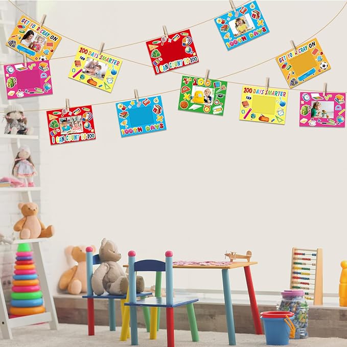30 Packs 100th Day of School Picture Frame Craft Kits for Kids 100 Days DIY Art Craft 100th Day of School Party Decoration Favor Home Classroom Game Activities