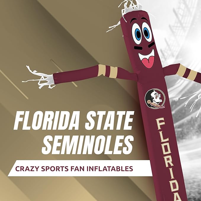 NCAA Florida State Seminoles Football Wacky Waving Inflatable Tube Guy with LED Lights & Built-in Blower - 6" x 36" x 96" Inflatable Tube Man Crazy Sports Fan Outdoor Party Decoration