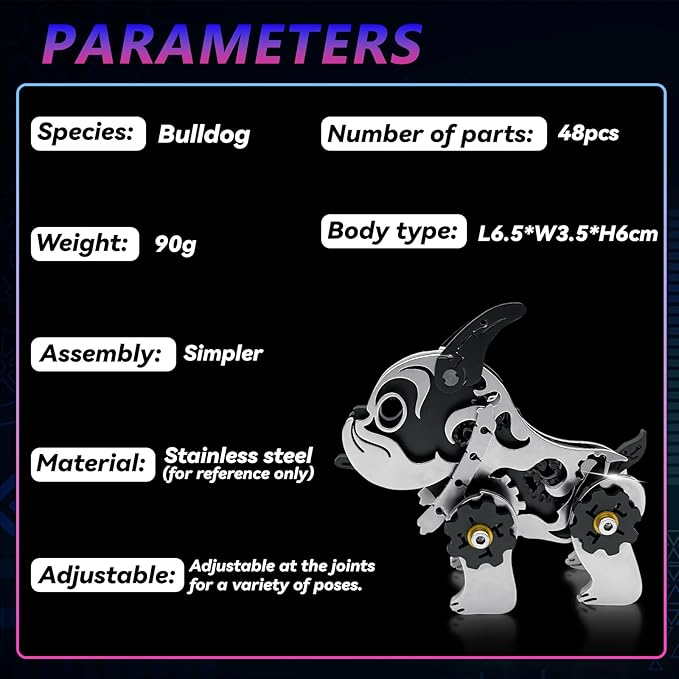 3D Metal Puzzles for Adults, Metal Model Kits for Adults, Mechanical BullDag Steel 3D Puzzle Stainless Steel Ornaments for Men Women Art Craft Gifts Toys(Black).