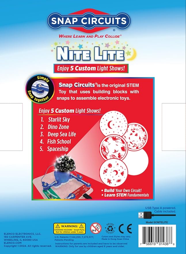 Night Light for Kids | Includes 5 Light Shows | Ages 5+ | Rotating Night Light Projector