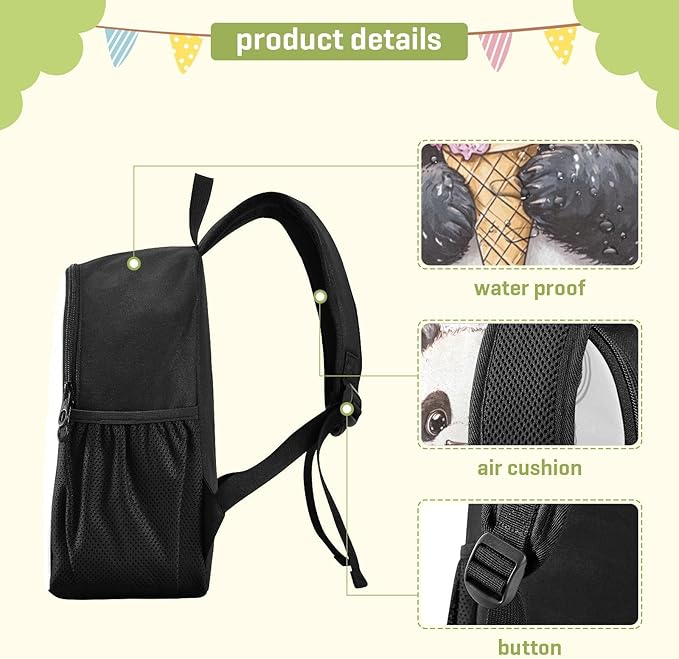 Panda Cute White Toddler Backpack for Boys Girls 3-6 Small Travel Backpacks for Kids Preschool Bookbag for Elementary Kindergarten for Travel