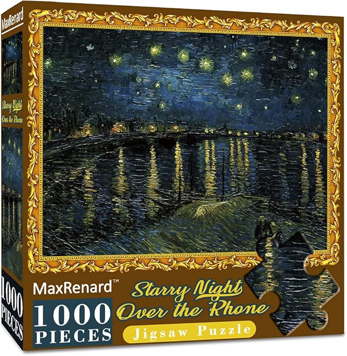 MaxRenard Game 1000 Pieces Jigsaw Puzzle Fine Art Collection Toy Starry Night Over The Rhone by Vincent Willem Van Gogh