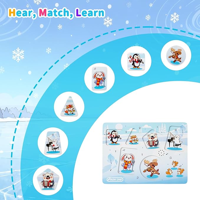 Sound Puzzle for Toddlers – Wooden Pegged Puzzle with Real Animal Sound Effects, Educational Farm Animal Toy for Kids Aged 12 Months+ – A Fun & Safe Gift for Boys & Girls