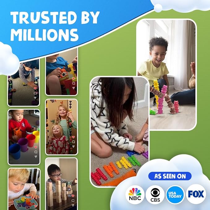 Skoolzy Stackable Counting Bears Color Sorting Toys for Toddlers 100 pc - Montessori Toddler Sorting Toys, Sorting Games, Teaching Counting Toys for Toddlers 3+, Manipulatives for Preschoolers