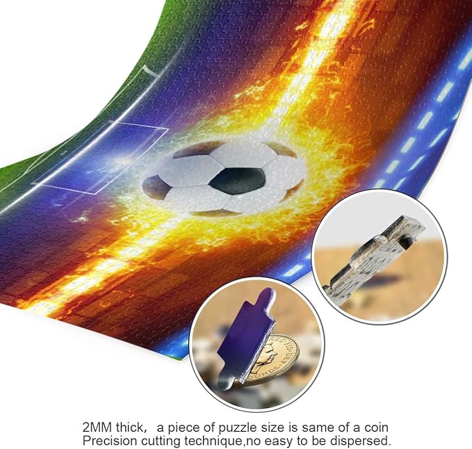 Large Jigsaw Puzzle 500 Piece Burning Soccer Ball Puzzle Toy DIY with Educational Intellectual Fun Family Game Puzzle Art for Adult Kids