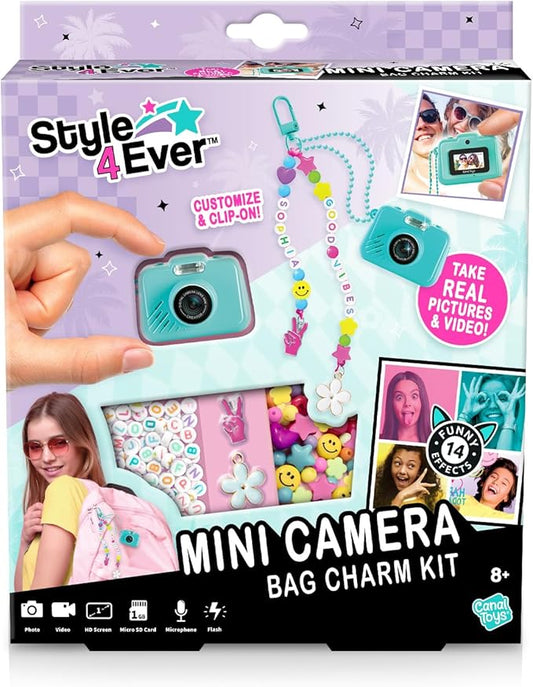 Style 4 Ever Mini Digital Camera Bag Charm Kit – Turquoise: Built in Frames and Filters, DIY Keychain Craft Set for Kids with Stickers & Accessories