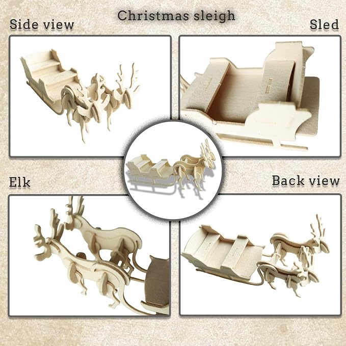 Feltor 3D Puzzles, Felt Sleigh Dioramas, DIY Children's Christmas Toys, Can Be Used As Desktop Decorations, Great Toys for Kids Birthday Gift