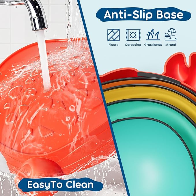 Lehoo Castle Stepping Stones for Kids, Non-Slip Toddler Stepping Stones for Autism, Balance Stones Sensory Toys for Toddlers 1-3, Crab Toddler Outdoor Toys, Obstacle Course for Kids 3-5