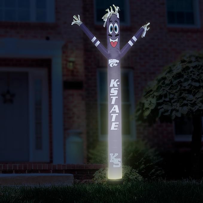 NCAA K-State Wildcats Football Wacky Waving Inflatable Tube Guy with LED Lights & Built-in Blower - 6" x 36" x 96" Inflatable Tube Man Crazy Sports Fan Outdoor Party Decoration