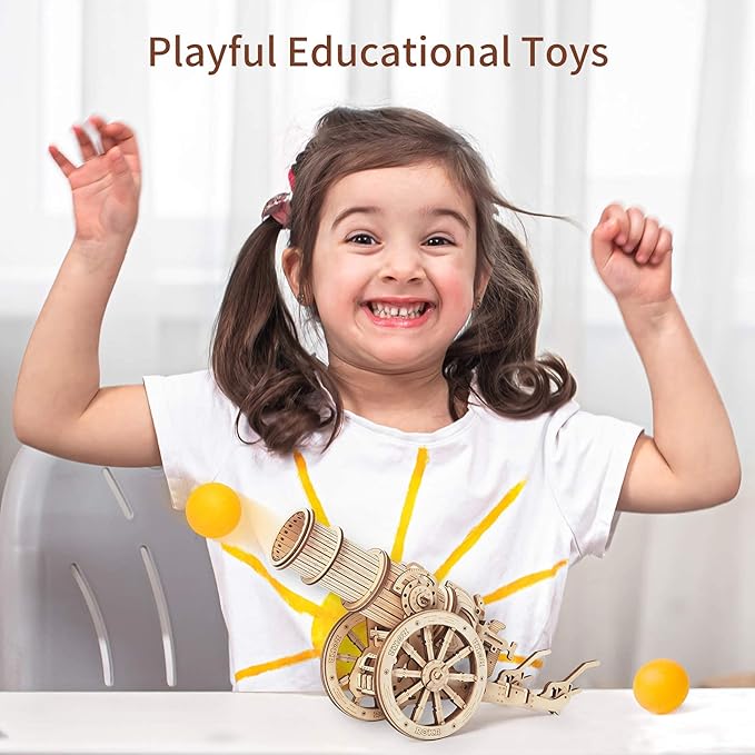 ROKR 3D Wooden Puzzles Model Building Kits Cannon Toys - DIY Wooden Catapult Toys STEM Educational Projects for Men and Women
