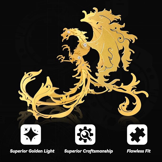 3D Metal Puzzles,3D Metal Puzzle for Adults,Mechanical Model Kit Gold Vermilion Bird,Steel 3D Puzzles Stainless Steel Ornaments for Adults Home Decor Art Craft Gifts Toys.