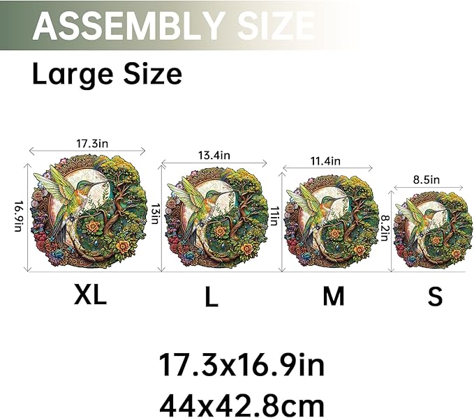 Jigfoxy Wooden Puzzles for Adults, Yin Yang Hummingbird Wood Puzzles Adult, Unique Animal Shape Wooden Jigsaw Puzzles for Adults, Birthday Gifts for Puzzle Lovers, Family (XL-17.3 * 16.9in-560pcs)