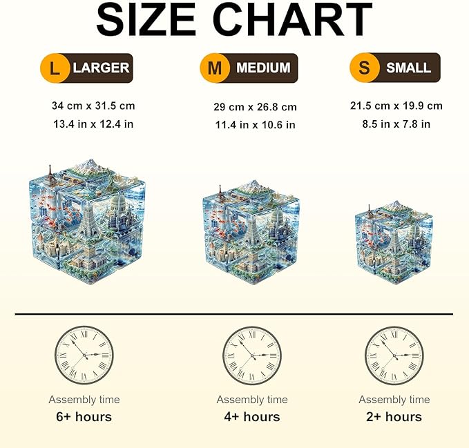 WOODBESTS Wooden Puzzles for Adults, Cube City Wood Puzzles Adult(240 Pieces, L, 13.4 * 12.4in), Unique Shape Wooden Animal Jigsaw Puzzles, Birthday Gifts for Adults Family Game