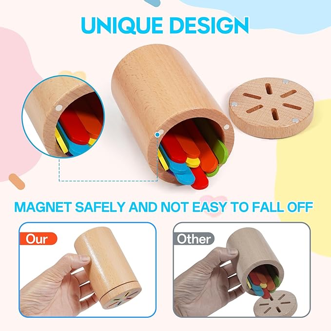 Montessori Toys for 1-3 Year Old, Fine Motor Skills Toys for 2-3 Year Old Wooden Color Sorting Stacking Toy for 18 Month+ Old Boys Girls Educational Gift for 3 4 5 Year Old Kids Birthday