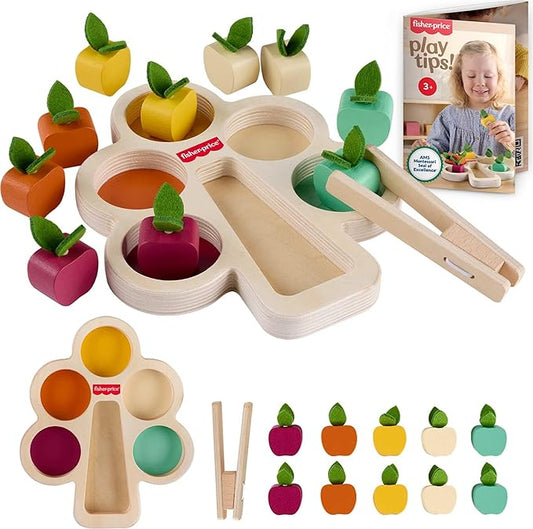 Fisher-Price Wood Montessori Toy Sorting Tree, American Montessori Society Seal of Excellence, Wooden Learning Activity Puzzle & Expert Play Tips for Preschool Kids Ages 3+ Years (Amazon Exclusive)
