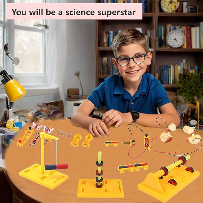 Delinx Science Experiments STEM Kit | Electromagnetism & Circuit Learning Set | Physics Lab Kit with Magnets, Solar Power, Magnetic Levitation | Educational Set for 6 7 8 9 10 12 Years Old Kids