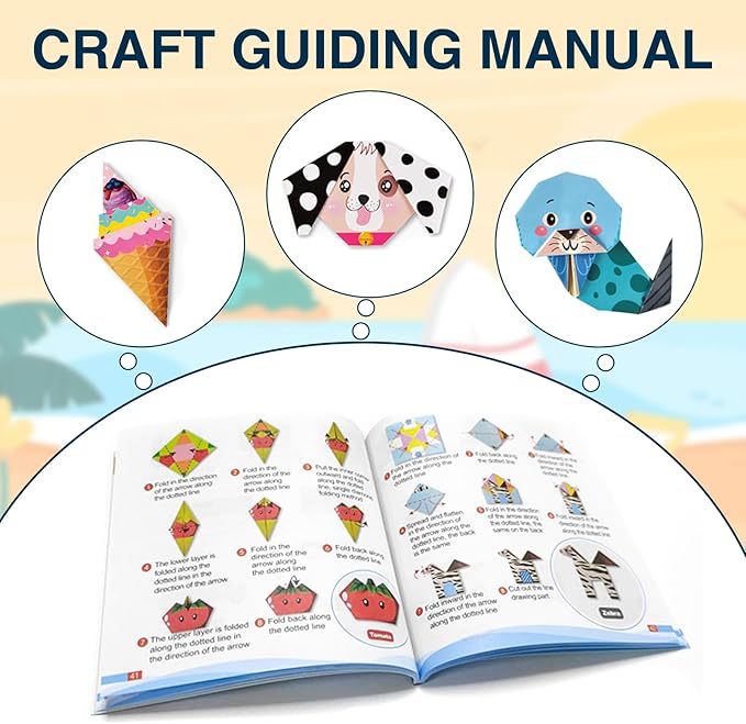 Origami Paper Kit for Kids Ages 5-8 8-12,152 Sheets Origami Paper Set - 72 Double Sided Patterns with Guiding Book,DIY Art and Crafts Kit Travel Activities Party Favor Gifts for Girls Boys