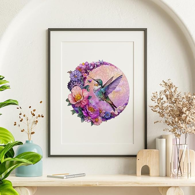 Jigfoxy Wooden Puzzles for Adults, Hummingbird Wood Puzzles Adult, Unique Animal Shape Wooden Jigsaw Puzzles for Adults, Birthday Gifts for Puzzle Lovers, Family, Friend (S-8.4 * 8.1in-100 pcs)