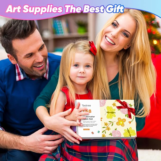 Taotree Watercolor Paint Set 168 Colors, Art Supplies Watercolors Kit Travel Water Colors with Paints Brushes, Crafts Painting Supplies, Drawing Gifts for Teens Girls Boys Kids Adults Artists