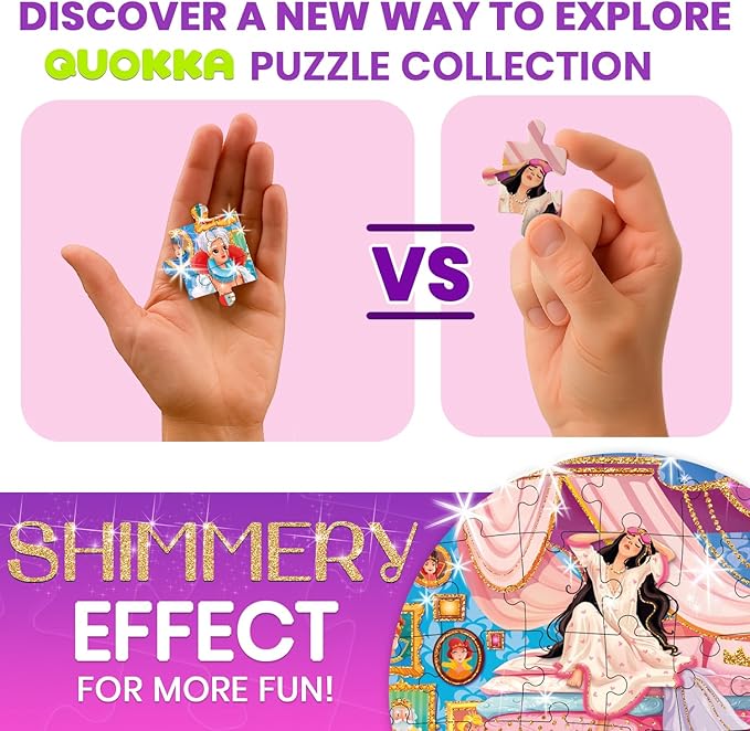 QUOKKA Puzzles for Kids Ages 4-6 – 4-Pack 60-Piece Puzzles for Kids – Fairy Tale Jigsaw Puzzle Set with Princess – Quiet Time Toys for Preschoolers – FSC Certified Learning Toy – Gift for 5 Year Olds