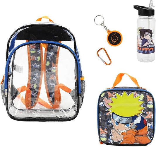 Bioworld Naruto 5-Piece Backpack & Lunchbox Set With Water Bottle
