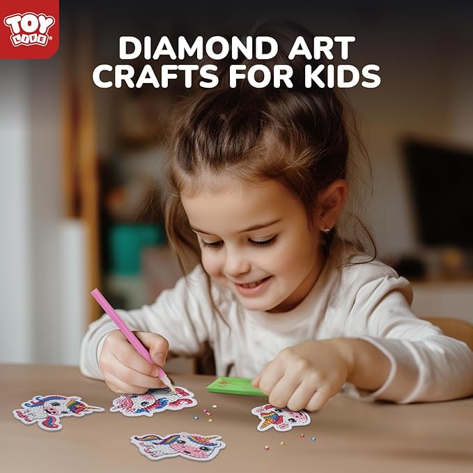 TOY Life Diamond Art Kits for Kids, 9PCS DIY Unicorn Diamond Painting Kits Keychains for Girls, Diamond Dots Gem Art for Kids 4-8 8-12