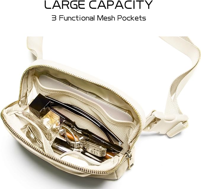 Gitus Gifts for 8 9 10 11 12 Year Old Girls Belt Bag Fanny Pack Crossbody Bags with Initial Letter Patch Cute Stuff Birthday Gifts for Teen Girls Women Personalized Trend Stuff (Ivory-W)