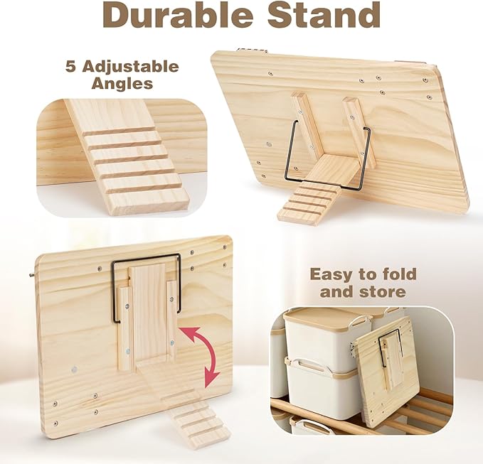 Joyreal Montessori Large Busy Board with Stand, Montessori Sensory Toys for Fine Motor Skills, Wooden Fidget Activity Board for Toddlers, Gifts for Boys Girls (Large Neutral)