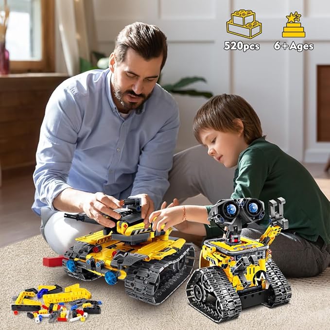 Robot Toys for Kids Building Set, 520 PCS App & Remote Control Robotics Kit, 5-in-1 RC Wall Robot Engineer Dinosaur Building Block Toy Gift for Kids 6 7 8 9 10 11 12+ Years Old Boys Girls