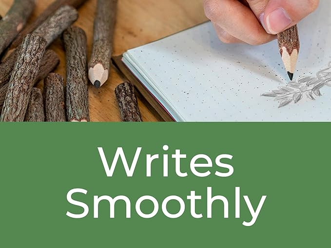 BSIRI Black 3 Inch Wood of 12 in Pack Tree Bark Pencil Favors in Wooden Rustic Twig Pencils Unique Camping Gifts Decorations Party Supplies Novelty Gifts Natural Kid