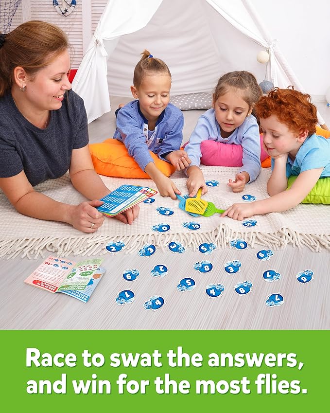 Coogam Math Counting Game, Math Manipulative Learning Swat The Fly Cards, Practice with Addition, Subtraction, Multiplication & Division, 1st 2nd & 3rd Grade Educational Toy for Homeschool